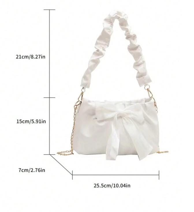 White Bow Shoulder Bag, Coquette Satin Purse, Large Ribbon Bow Handbag, Y2K Romantic Bag
