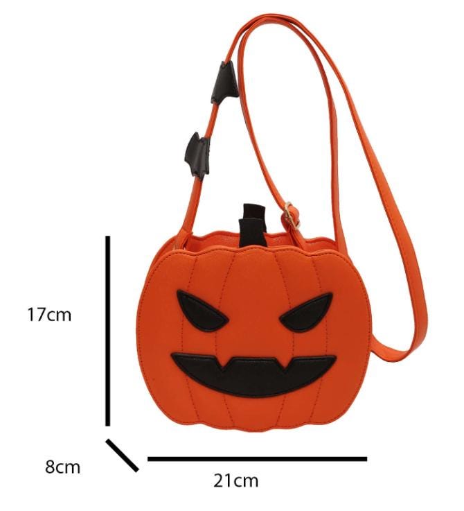 Halloween Pumpkin Crossbody Bag, Jack O Lantern Purse, Orange Pumpkin Handbag, Spooky Shoulder Bag, Halloween Gift