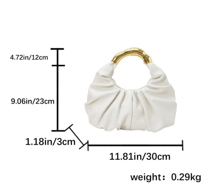 White Ruched Hobo Bag, Top Handle Handbag, Slouchy Shoulder Purse, Ivory Gathered Bag, Elegant Women's Handbag