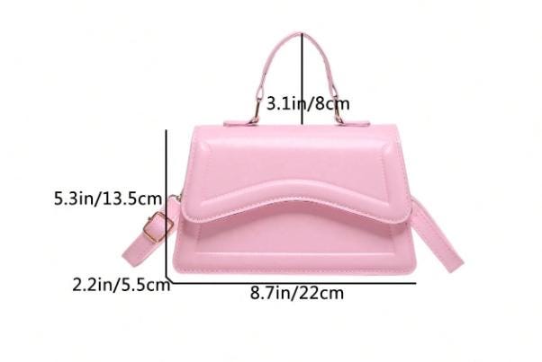 Pink Handbag for Women, Structured Shoulder Bag, Top Handle Crossbody Purse, Minimalist Flap Bag, Everyday Pink Purse