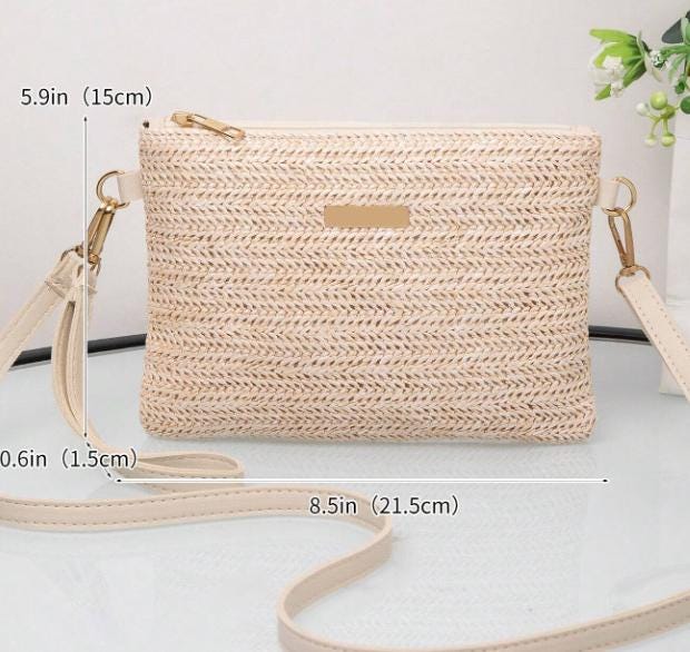 Woven Crossbody Bag, Beige Shoulder Purse, Natural Textured Bag, Minimalist Everyday Handbag