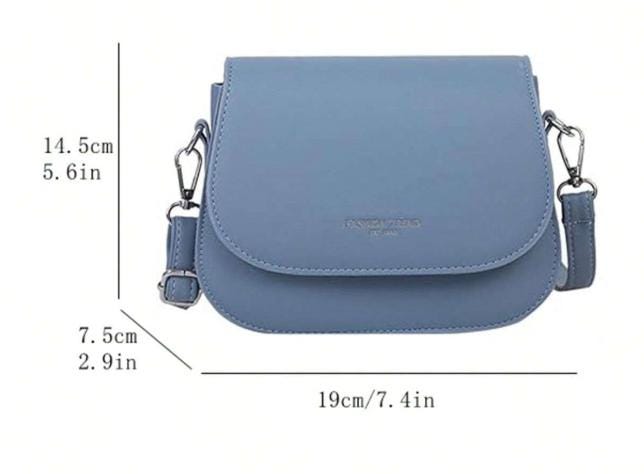 Blue Crossbody Bag, Structured Flap Purse, Denim Blue Shoulder Bag, Minimalist Handbag, Everyday Women's Bag