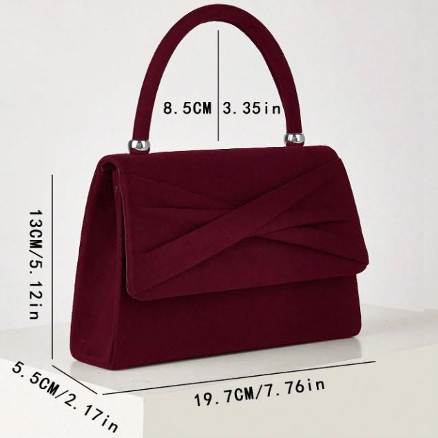 Burgundy Clutch Bag, Elegant Evening Purse, Wine Red Top Handle Bag, Wedding Guest Handbag, Formal Occasion Accessory