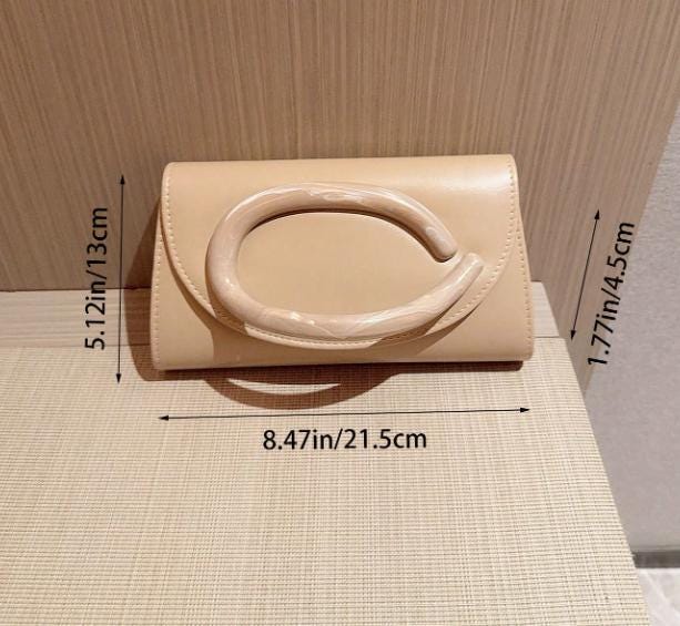 Beige Clutch Bag, Cream Evening Purse, Oval Handle Handbag, Elegant Wedding Clutch, Minimal Formal Bag, Neutral Party Purse