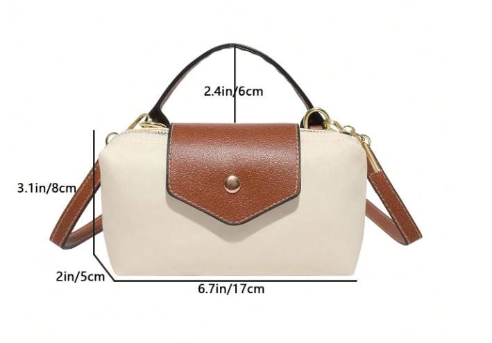 Cream Brown Crossbody Bag for Women, Small Shoulder Handbag, Elegant Top Handle Purse, Minimalist Everyday Bag