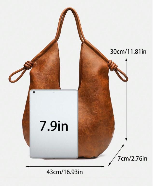 Brown Hobo Shoulder Bag, Slouchy Large Purse, Cognac Everyday Handbag, Boho Shoulder Bag, Knot Detail Tote, Women's Bag