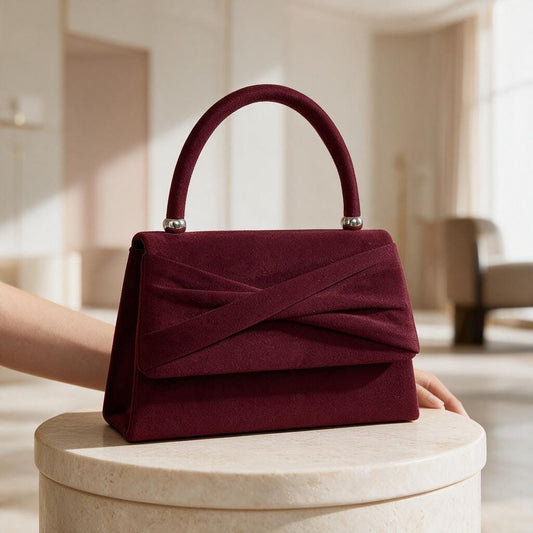 Burgundy Clutch Bag, Elegant Evening Purse, Wine Red Top Handle Bag, Wedding Guest Handbag, Formal Occasion Accessory