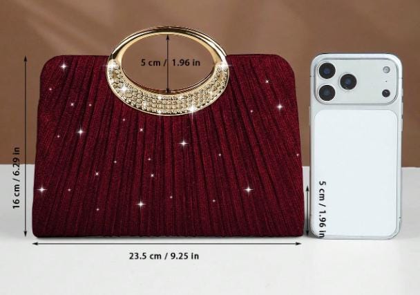 Burgundy Evening Clutch, Wine Red Party Purse, Rhinestone Ring Handle Bag, Elegant Wedding Guest Handbag, Statement Clutch