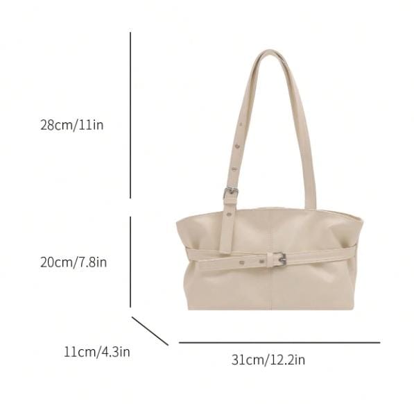 Cream Shoulder Tote Bag, Minimalist Handbag, Y2K Everyday Purse, Ivory Large Bag