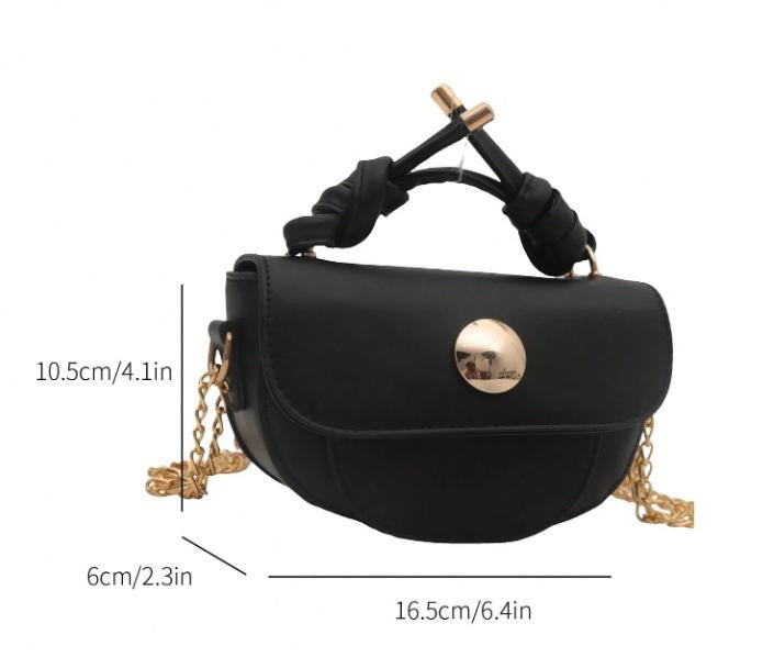 Black Top Handle Bag, Structured Shoulder Bag, Elegant Flap Handbag, Small Crossbody Purse, Gold Hardware, Women's Everyday Bag