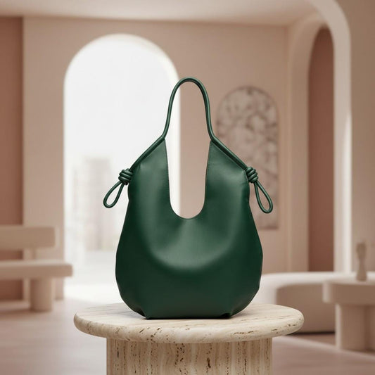Dark Green Hobo Bag, Slouchy Shoulder Purse, Minimalist Green Handbag, Soft Everyday Tote, Forest Green Shoulder Bag