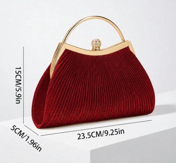 Red Pleated Clutch Bag, Burgundy Evening Purse, Elegant Top Handle Bag, Wedding Guest Handbag, Formal Party Purse