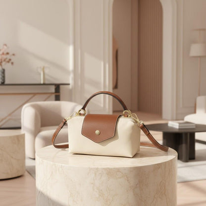 Cream Brown Crossbody Bag for Women, Small Shoulder Handbag, Elegant Top Handle Purse, Minimalist Everyday Bag