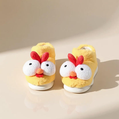 Chicken Slippers, Funny Fuzzy House Shoes, Plush Chick Animal Slides, Cozy Indoor Footwear