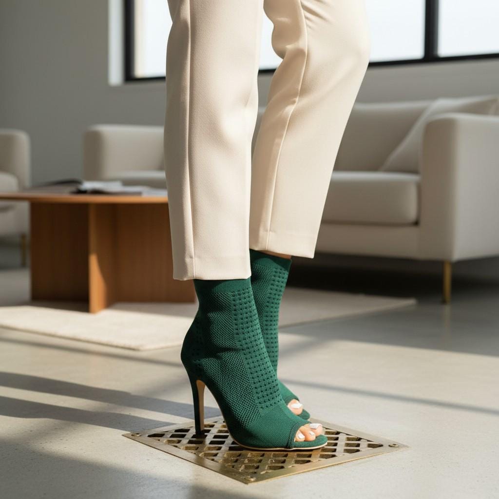 Green Mesh Peep Toe Booties, Emerald Open Toe High Heel Ankle Boots, Women's Stiletto Shoes