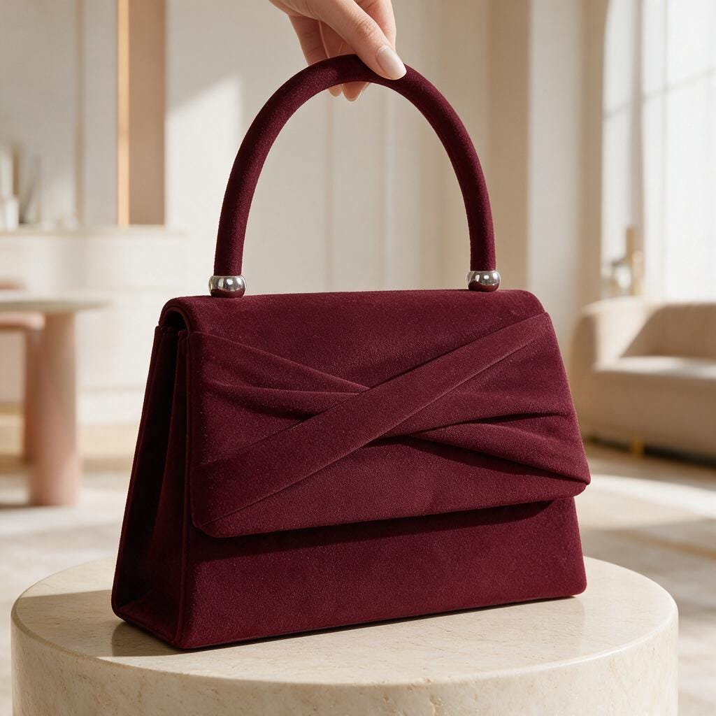 Burgundy Clutch Bag, Elegant Evening Purse, Wine Red Top Handle Bag, Wedding Guest Handbag, Formal Occasion Accessory