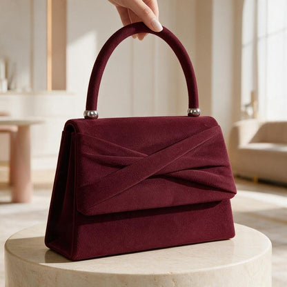 Burgundy Clutch Bag, Elegant Evening Purse, Wine Red Top Handle Bag, Wedding Guest Handbag, Formal Occasion Accessory