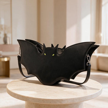 Bat Shoulder Bag, Gothic Bat Purse, Batwing Crossbody Bag, Black Alternative Handbag, Spooky Halloween Bag
