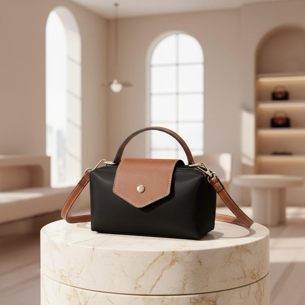 Black Crossbody Bag for Women, Brown Flap Shoulder Bag, Small Top Handle Handbag, Minimalist Everyday Purse