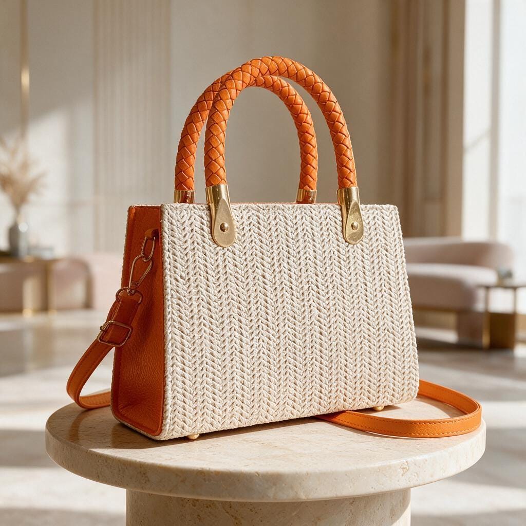 Cream Woven Tote Bag, Braided Handle Handbag, Summer Shoulder Bag, Boho Crossbody Purse, Neutral Everyday Handbag
