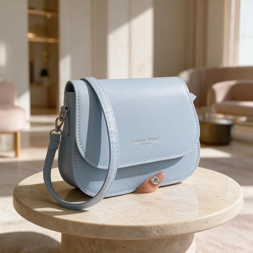 Light Blue Flap Shoulder Bag, Structured Crossbody Purse, Pastel Blue Handbag, Minimalist Everyday Bag