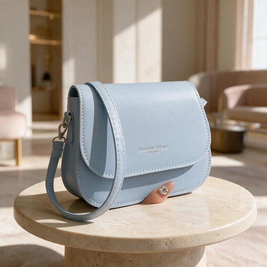 Light Blue Flap Shoulder Bag, Structured Crossbody Purse, Pastel Blue Handbag, Minimalist Everyday Bag