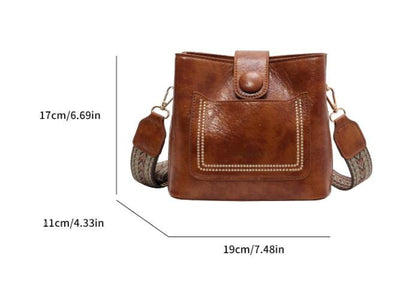 Brown Shoulder Handbag, Structured Purse with Front Pocket, Vintage Inspired Bag, Boho Crossbody Purse, Everyday Womens Bag
