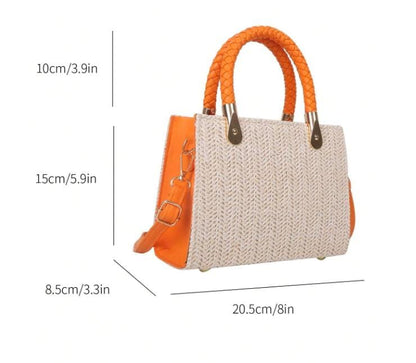 Cream Woven Tote Bag, Braided Handle Handbag, Summer Shoulder Bag, Boho Crossbody Purse, Neutral Everyday Handbag