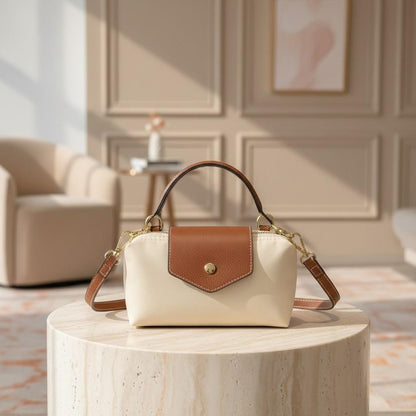 Cream Brown Crossbody Bag for Women, Small Shoulder Handbag, Elegant Top Handle Purse, Minimalist Everyday Bag