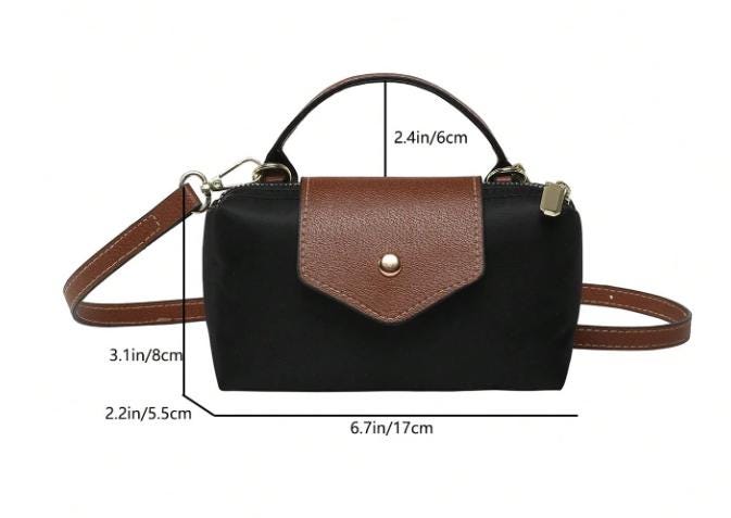 Black Crossbody Bag for Women, Brown Flap Shoulder Bag, Small Top Handle Handbag, Minimalist Everyday Purse