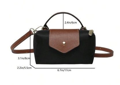 Black Crossbody Bag for Women, Brown Flap Shoulder Bag, Small Top Handle Handbag, Minimalist Everyday Purse