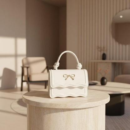 White Bow Handbag, Coquette Top Handle Bag, Kawaii Shoulder Purse, Y2K Mini Bag