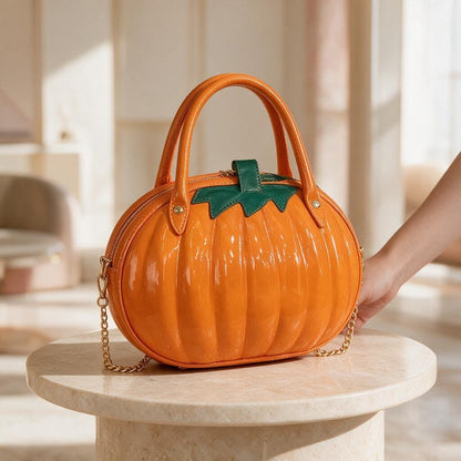 Pumpkin Handbag, Halloween Pumpkin Purse, Orange Fall Bag, Cute Autumn Shoulder Bag, Spooky Seasonal Accessory