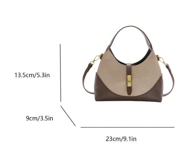 Brown Shoulder Bag, Women's Hobo Handbag, Two Tone Purse, Convertible Crossbody Bag, Neutral Everyday Handbag