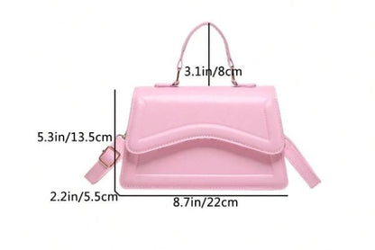 Pink Handbag for Women, Structured Shoulder Bag, Top Handle Crossbody Purse, Minimalist Flap Bag, Everyday Pink Purse