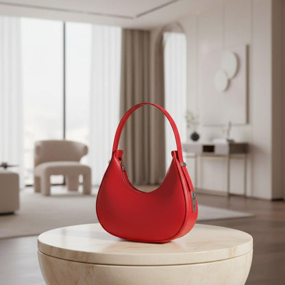 Red Crescent Shoulder Bag, Women's Red Hobo Bag, Minimalist Handbag, Half Moon Purse, Y2K Underarm Bag, Chic Everyday Bag