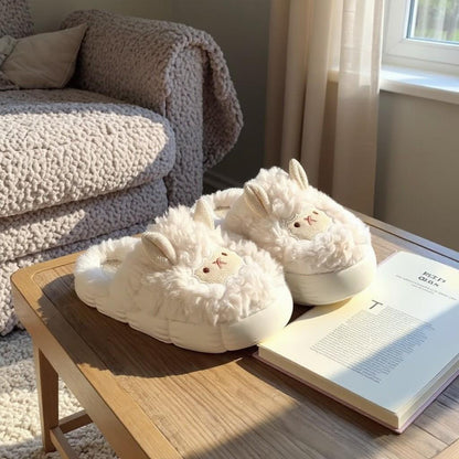 Fuzzy Sheep Slippers, Cute Lamb House Shoes, Plush Cozy Slippers for Women
