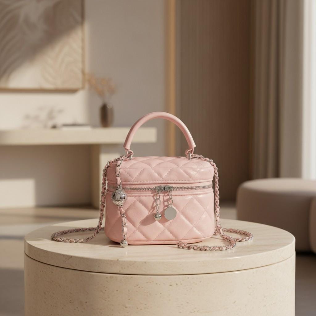 Pink Quilted Mini Bag, Pastel Pink Crossbody Purse, Chain Shoulder Bag, Top Handle Handbag, Cute Y2K Purse, Heart Charm Bag