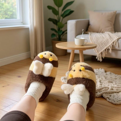 Hedgehog Slippers, Cute Fuzzy House Shoes, Plush Animal Slippers, Cozy Indoor Footwear