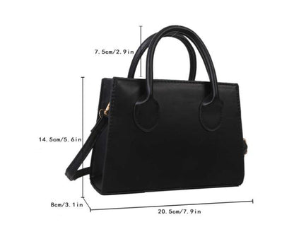 Black Structured Handbag, Minimalist Top Handle Purse, Elegant Shoulder Bag, Classic Womens Handbag, Everyday Work Purse