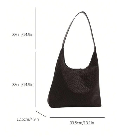 Brown Woven Hobo Bag, Textured Shoulder Bag for Women, Chocolate Brown Handbag, Slouchy Everyday Purse, Minimalist Carryall