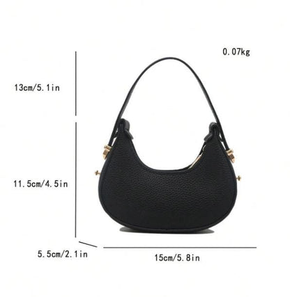 Black Crescent Shoulder Bag, Pebbled Hobo Purse, Textured Half Moon Handbag, Gold Hardware Bag, Minimalist Everyday Purse