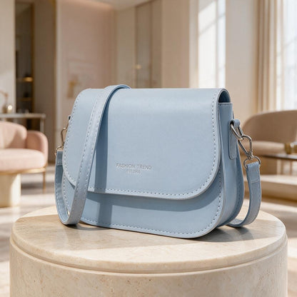 Light Blue Flap Shoulder Bag, Structured Crossbody Purse, Pastel Blue Handbag, Minimalist Everyday Bag