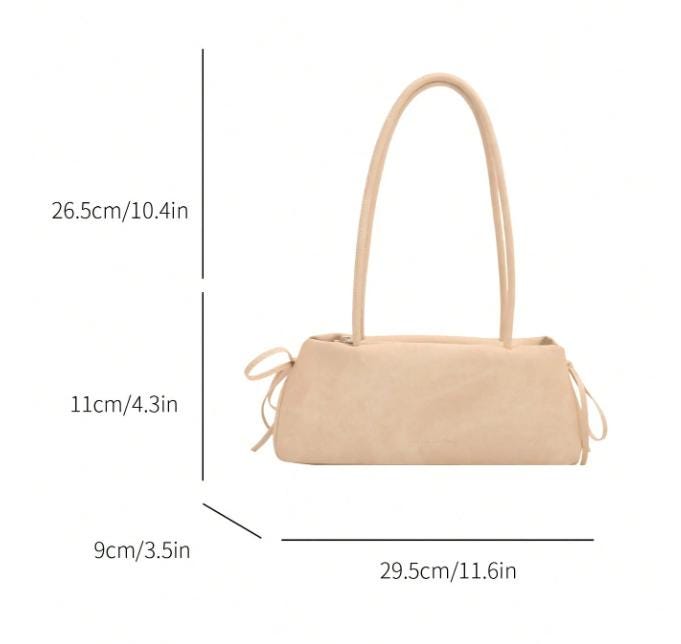 Cream Shoulder Bag, Beige Baguette Bag, Y2K Purse, Minimalist Handbag, Soft Neutral Everyday Bag