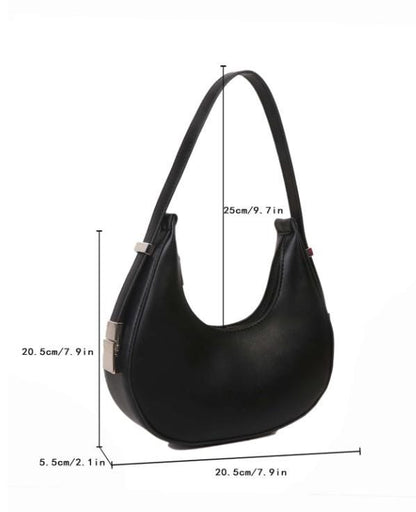 Black Crescent Shoulder Bag, Minimalist Hobo Bag, Women's Black Handbag, Chic Everyday Purse, Y2K Underarm Bag