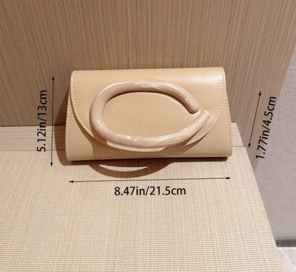 Beige Clutch Bag, Cream Evening Purse, Oval Handle Handbag, Elegant Wedding Clutch, Minimal Formal Bag, Neutral Party Purse