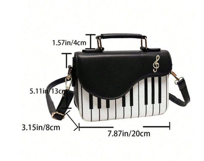 Piano Keyboard Bag, Music Lover Purse, Musical Handbag, Black White Crossbody, Music Teacher Gift, Piano Gift