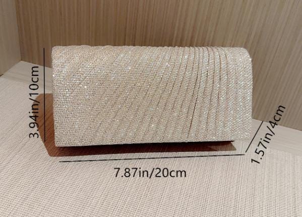 Champagne Gold Clutch, Sparkly Evening Bag, Wedding Guest Purse, Elegant Party Clutch