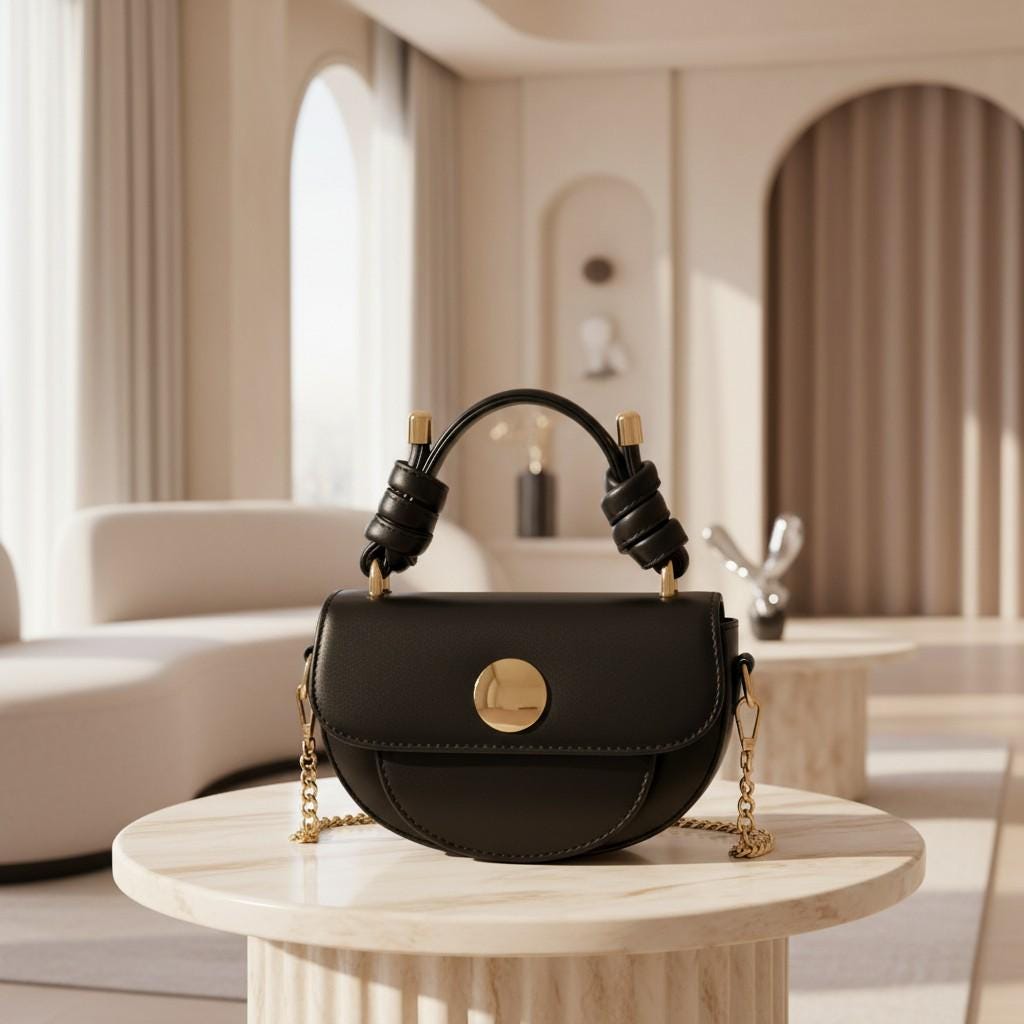 Black Top Handle Bag, Structured Shoulder Bag, Elegant Flap Handbag, Small Crossbody Purse, Gold Hardware, Women's Everyday Bag