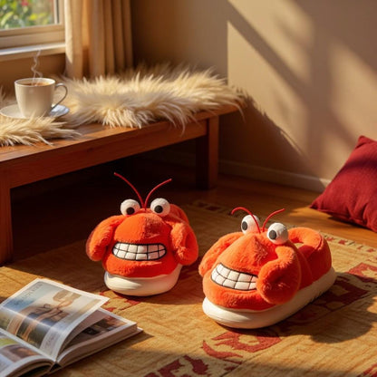 Lobster Slippers, Funny Fuzzy House Shoes, Plush Animal Slippers, Cozy Indoor Shoes
